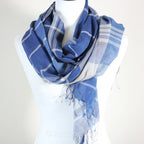 Naturally Dyed Handwoven Cotton Stole Indigo Tea Waste Featherweight Fashion Wrap Blue 23x80 multiple designs