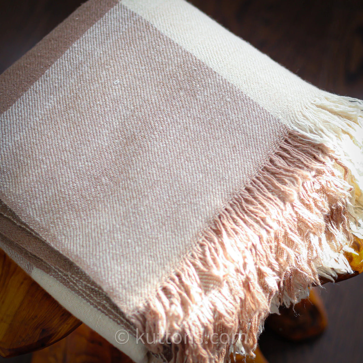 100 Pure Pashmina Cashmere Shawl 2 Ply 356 gm Handspun Handwoven Full Size Cashmere Shawl Wrap Made by Women Weavers of Ladakh Himalayas Brown Cream 38x75