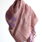 Handspun Tussar Silk Merino Wool Shawl Handwoven with Tassels Maroon 38x87
