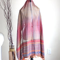 Handwoven Cotton Stole Wrap with Tassels Maroon Golden Brown Olive 23x84