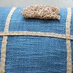 Handcrafted Square Box Cotton Jute Throw Pillow Cover Decorative Cushions Blue 16x16