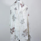 Pure Mulberry Silk Stole Eco Printed with Rose Leaves Featherweight Scarf Brown 21x72