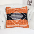 Handwoven Textured Cotton Pillow Cover Coral Black 18x18 Square Set of 2