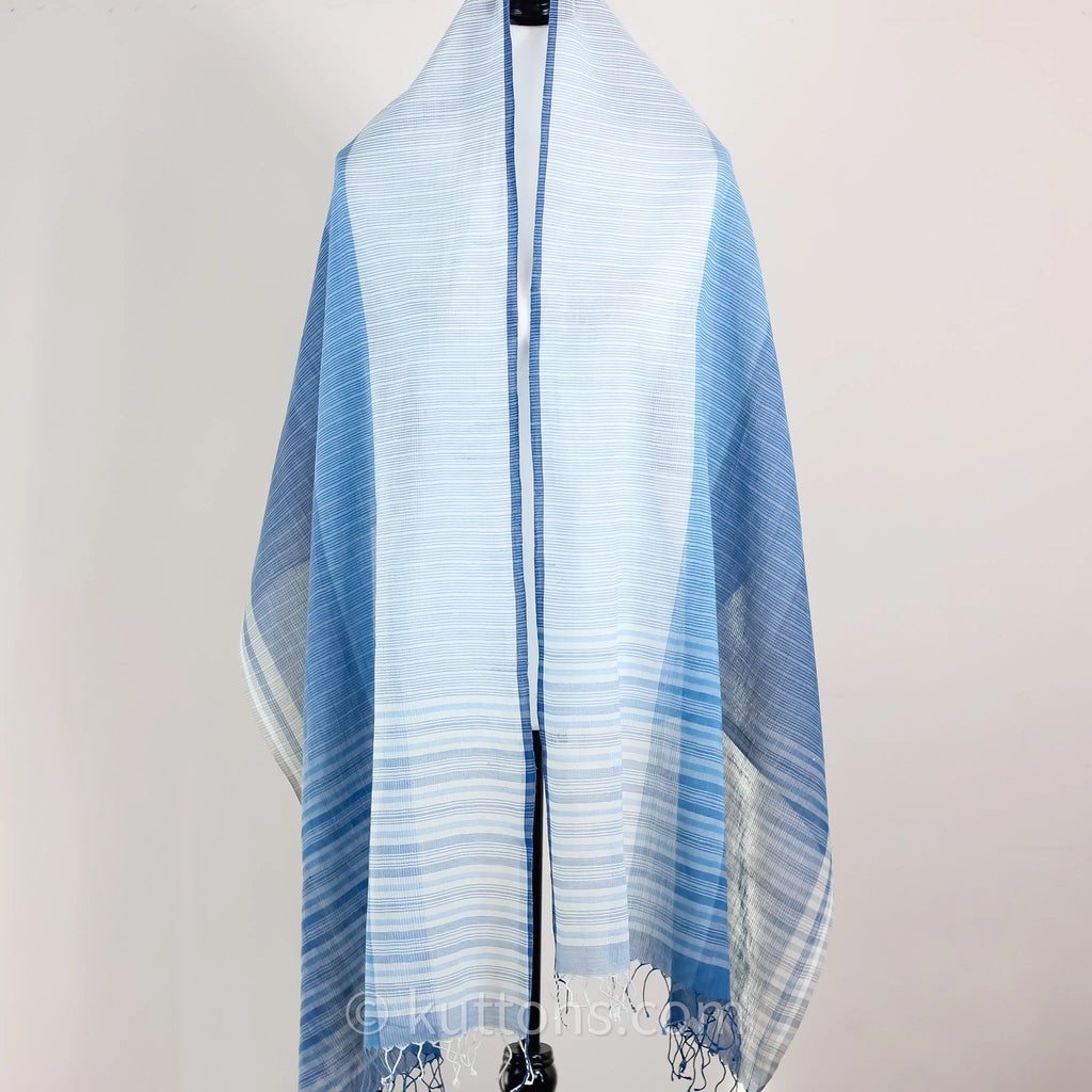 Naturally Dyed Handwoven Cotton Stole Indigo Tea Waste Featherweight Fashion Wrap Blue 23x80 multiple designs