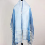 Naturally Dyed Handwoven Cotton Stole Indigo Tea Waste Featherweight Fashion Wrap Blue 23x80 multiple designs