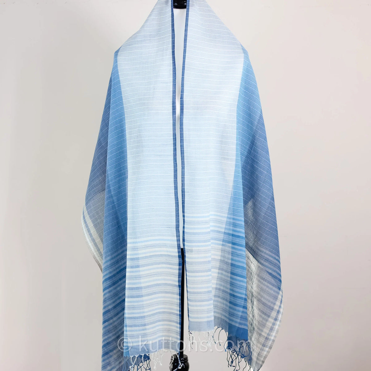 Naturally Dyed Handwoven Cotton Stole Indigo Tea Waste Featherweight Fashion Wrap Blue 23x80 multiple designs