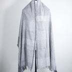 Handspun Handwoven Organic Cotton Scarf Wrap Frayed Edges Gray 25x77