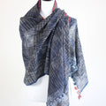 Wrap in Artistry Organic Cotton Scarf Dyed with Natural Dyes Handwoven by Women Weavers Blue Red 26x73
