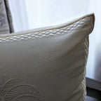 Calm Palm White Cotton Embriodered Decorative Linen Pillow Cover Chair Cushion 16x16