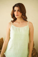 Summer Breeze Linen Tank Top Cami with Adjustable Straps Sleeveless Organic Washed Linen Crop Slip Camisole