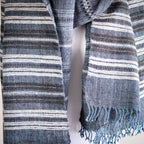 Rustic Charm Multipurpose Handspun Handwoven Ethnic Woolen Shawl Wrap cum Blanket Throw Blue 38x92