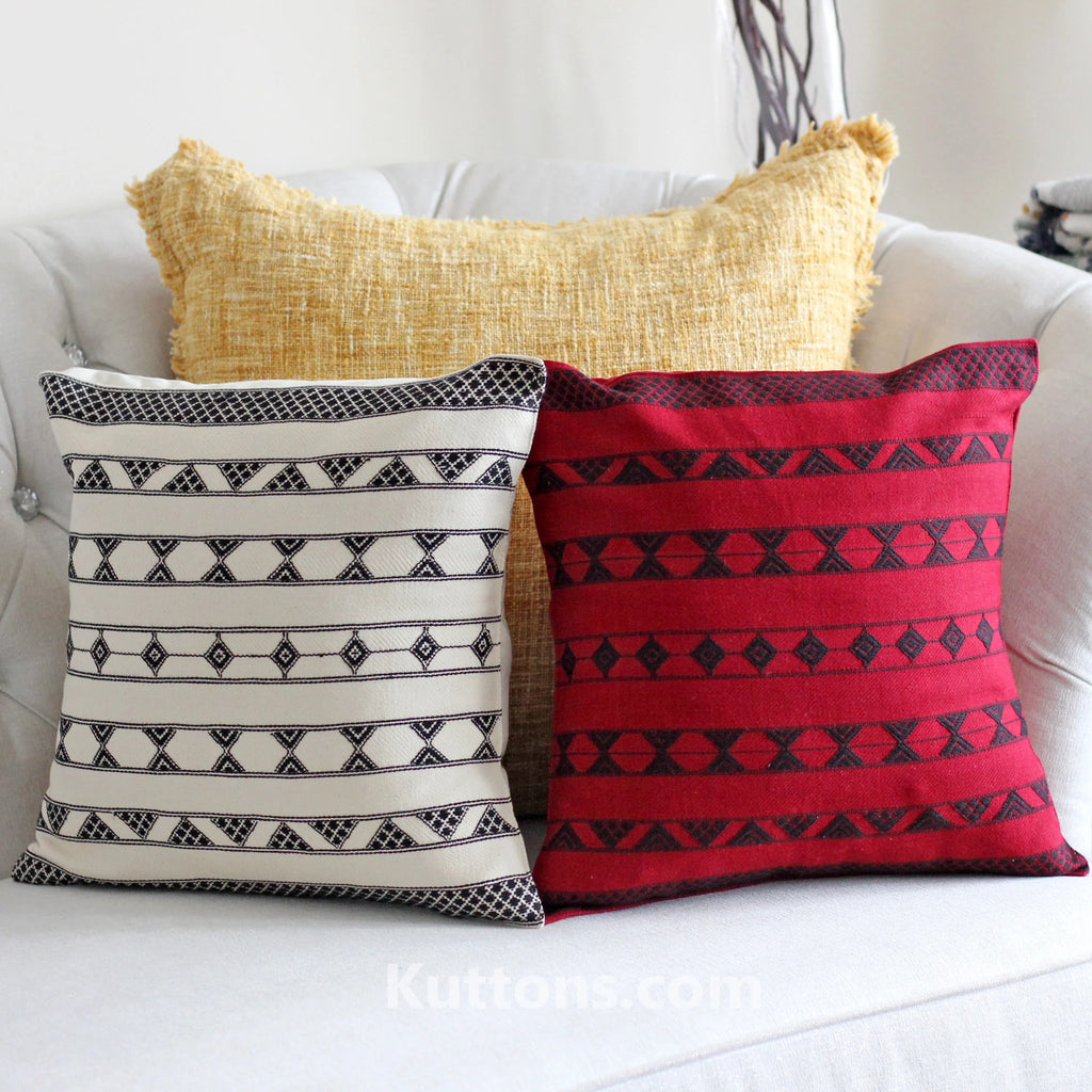 100 Cotton Decorative Pillow Cover Handwoven Cushion with Extra Weft 16x16 Single