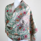 Ethnic Hand Painted Madhubani Stole Khincha Silk Handloom Wrap Golden 22x80