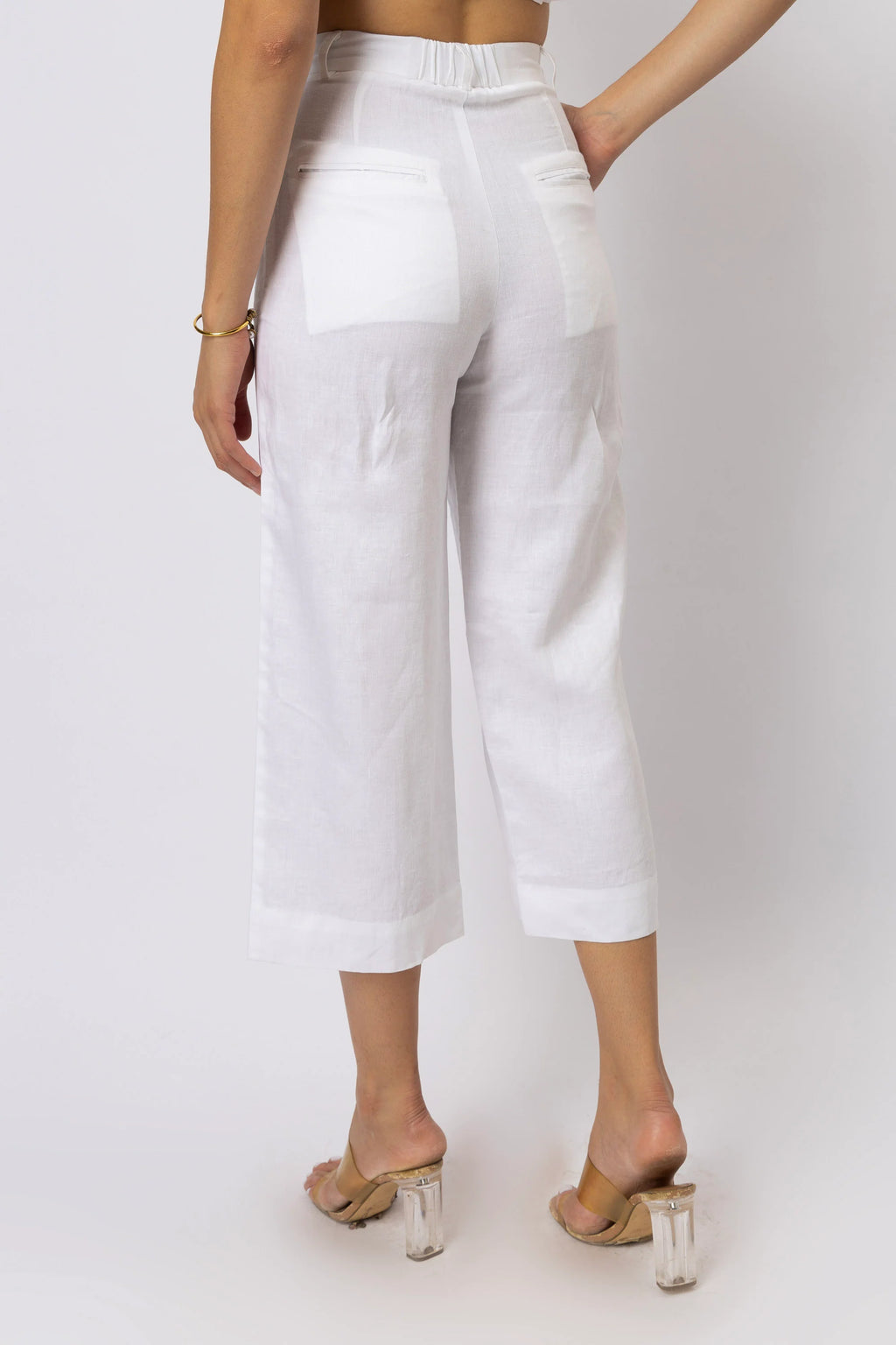 High Waisted Linen Capri Pants