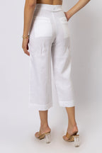 High Waisted Linen Capri Pants