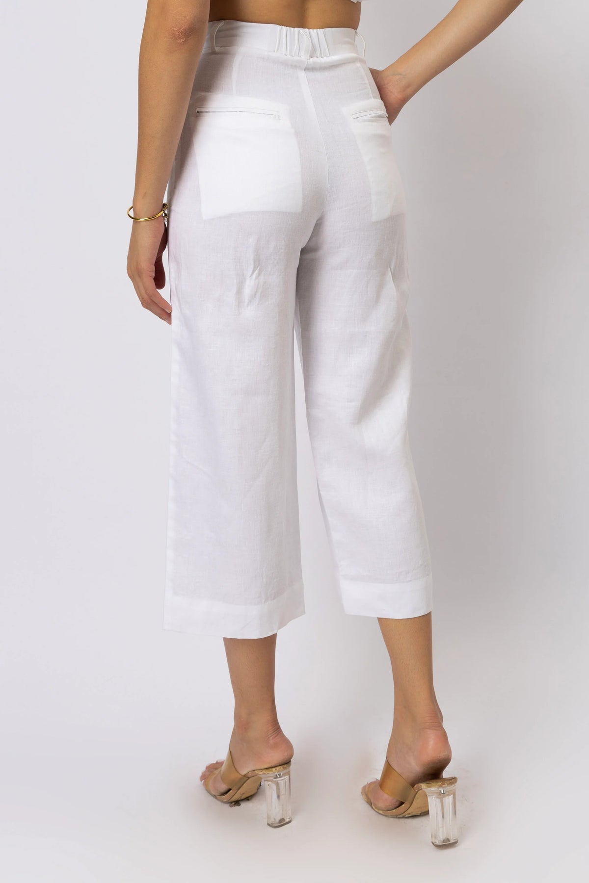 High Waisted Linen Capri Pants