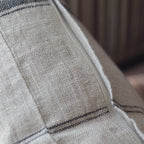Handmade Natural Linen Cushion Cover Black Stripes Throw Pillow Brown 20x20