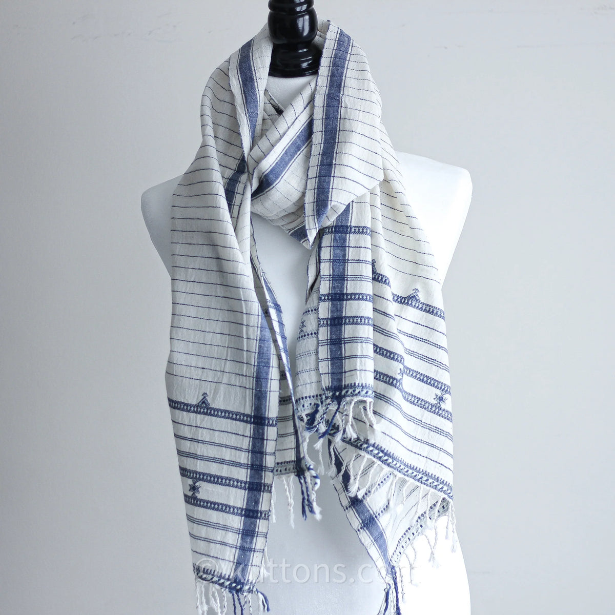Organic Cotton Wrap with Tassels Handwoven Genetically Pure Organic Kala Cotton Scarf White 23x76 multiple designs