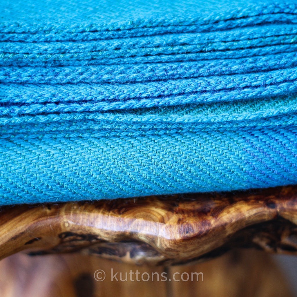 Naturally Dyed Handwoven Merino Himalayan Wool Shawl Wrap Dyed with Indigo Tesu Flowers Blue Green 235x84