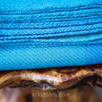Naturally Dyed Handwoven Merino Himalayan Wool Shawl Wrap Dyed with Indigo Tesu Flowers Blue Green 235x84
