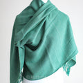 Naturally Dyed Handwoven Merino Wool Eri Silk Shawl Wrap Dyed with Tesu Flowers Indigo Green 25x84