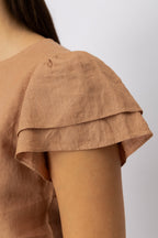 Layered Ruffle Sleeve European Linen Top