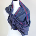 Ethically Crafted Cotton Scarf Hand Spun Hand Woven Artistry with Azo Free Vat Dyes Blue Maroon 25x78
