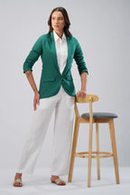 The Verde Tailored Linen Blazer Relaxed Fit European Linen Blazer for Effortless Layering