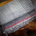 Handspun Handwoven Organic Cotton Scarf Wrap Frayed Edges Gray 25x77
