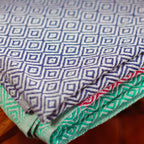 Handloom Cotton Beach Towel with Tassels Red Blue Green 32x64