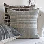 Handwoven Bhujodi Wool Cotton Cushion Cover Vintage Rustic Pillow Gray Blue 20x20