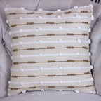 Handwoven Cotton and Jute Textured Cushion Cover Cream 18x18 Square