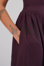 The Celeste Linen Occasion Dress Square Neck Sleeveless Full Length Linen Dress Open Scoop Back