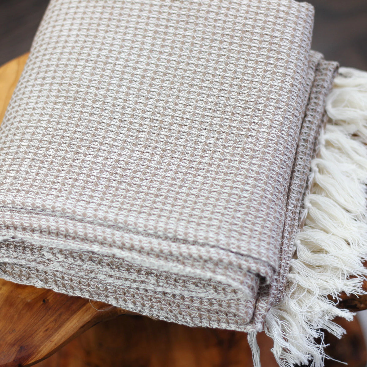 Handwoven Waffle Weave 100 Cotton Towel Powder Room Decor Brown 30x59