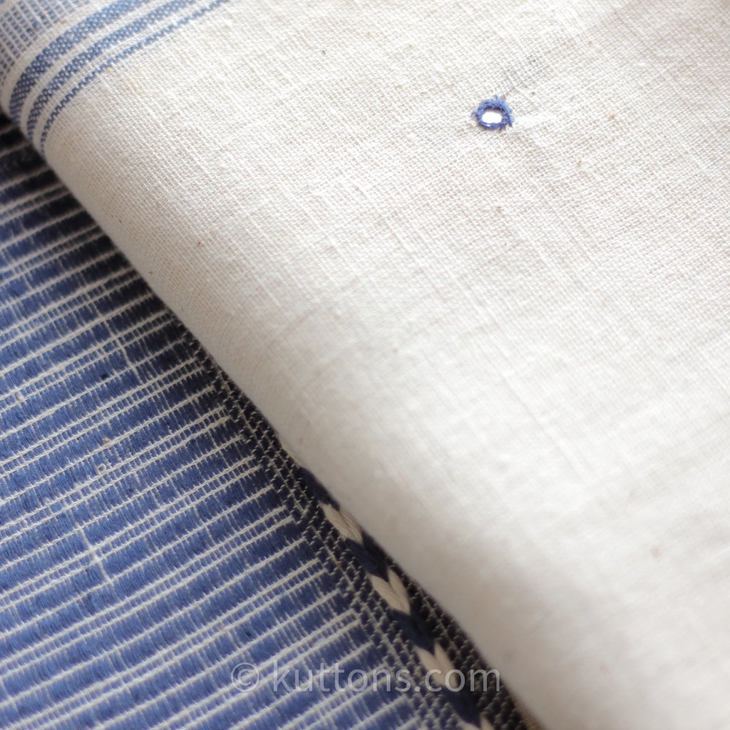 Handspun Handwoven Organic Cotton Shawl with Embroidered Mirrors 100 Organic Kala Cotton Wrap Cream Blue 40x96