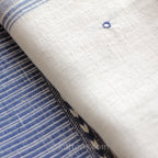 Handspun Handwoven Organic Cotton Shawl with Embroidered Mirrors 100 Organic Kala Cotton Wrap Cream Blue 40x96
