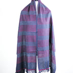 Handspun Handwoven Pure Cotton Scarf Frayed Edges Black Red 23x76