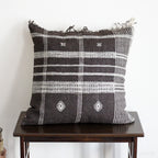 Handmade Bhujodi Throw Pillow Cover Rustic Wool Cotton Cushion Brown 22x22