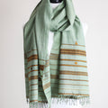 Handwoven Organic Kala Cotton Scarf Wrap with Tassels Green 23x78