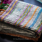 Handspun Handwoven Woolen Shawl Wrap Rustic Throw Colourful Stripes