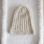 Cashmere Cable Hat for Women Pure Pashmina Cashmere Beanie from Ladakh Milk White Small