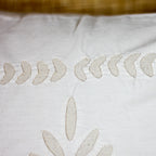 Applique Work Cotton Cushion Cover Handcrafted Decorative Pillow Cream 16x16