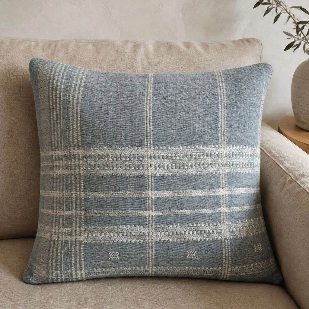 Handwoven 100 Wool Organic Cotton Cushion Cover with Tassels 20x20 Pair