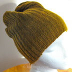 Naturally Dyed 100 Pashmina Cashmere Hat Handspun Handknit in Ladakh Himalayas Greenish Brown