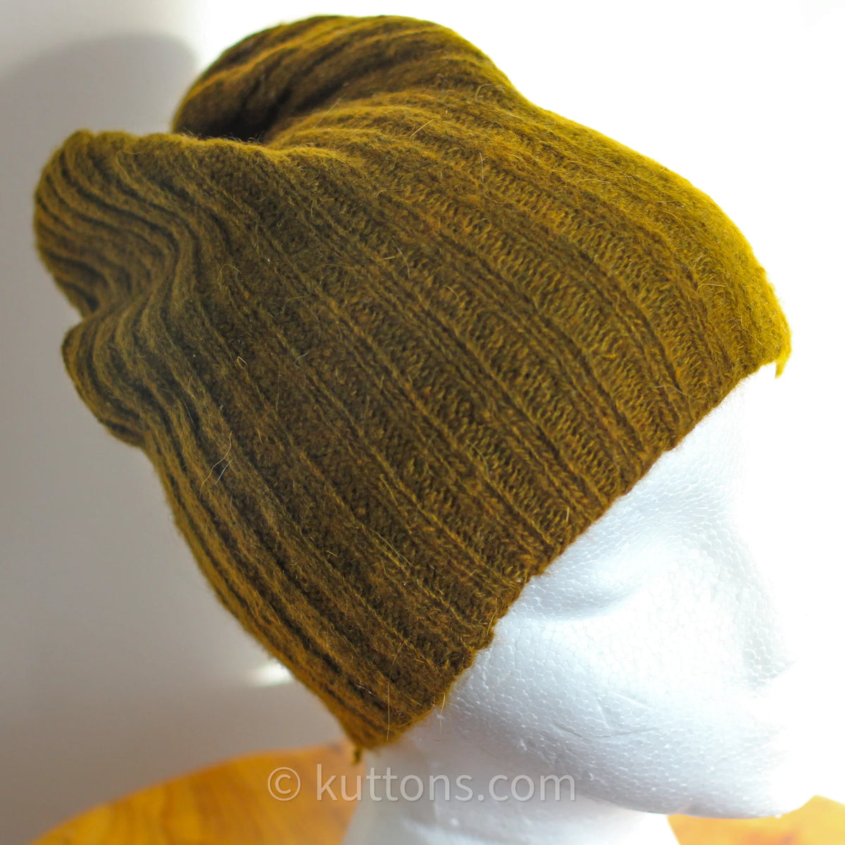 Naturally Dyed 100 Pashmina Cashmere Hat Handspun Handknit in Ladakh Himalayas Greenish Brown