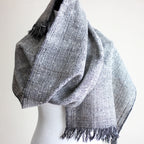 Himalayan Sheep Wool Scarf Handspun Handwoven in Ladakh Black White 145x67