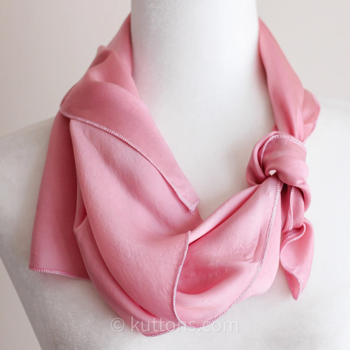 Mulberry Silk Bandana Scarf Luxurious Pure Mulberry Silk Neck Square Light Pink 24x25