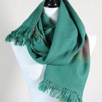 Handwoven Merino Himalayan Woolen Scarf Naturally Dyed with Indigo Madder Tesu Flowers Green 13x78