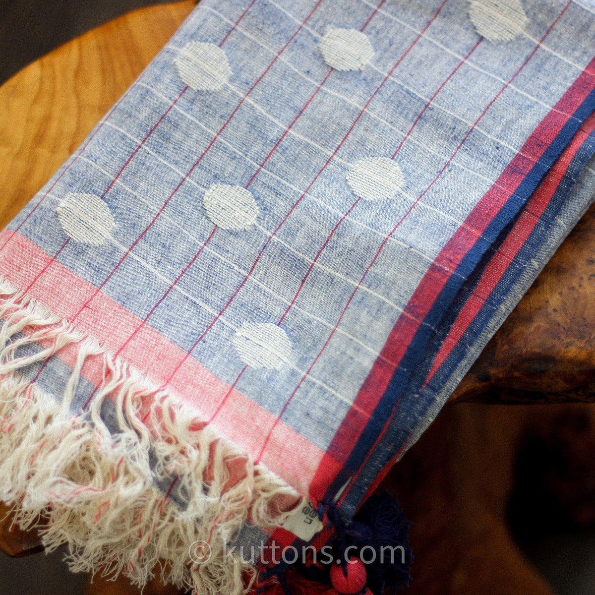 Ethically Sourced Beautiful Cotton Wrap Handcrafted by Women Artisans in India Pink Blue 30x86