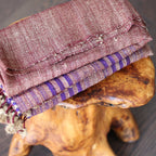 Handspun Tussar Silk Merino Wool Shawl Handwoven with Tassels Maroon 38x87